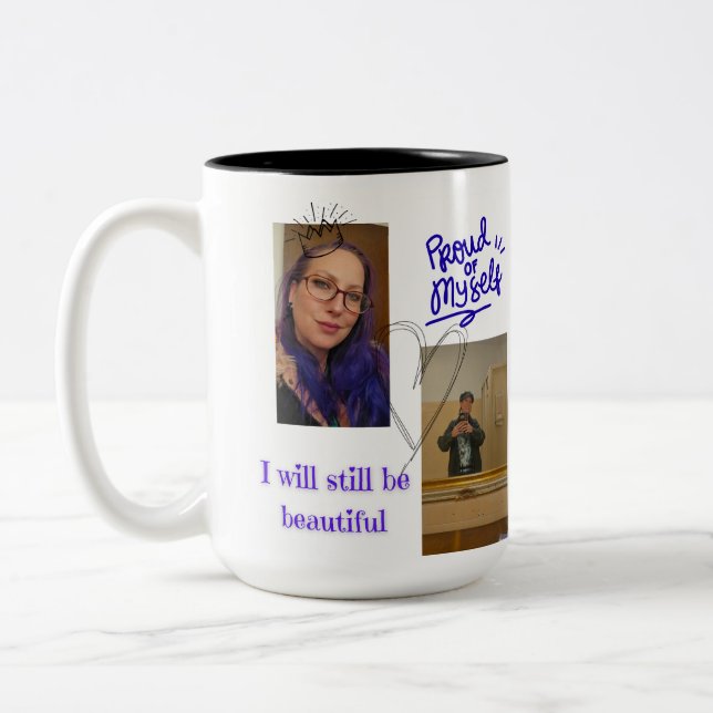 Personalized "Proud of Myself" mug - personal phot Två-Tonad Mugg (Vänster)
