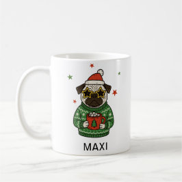 Personalized Pug Dog Christmas Kaffemugg