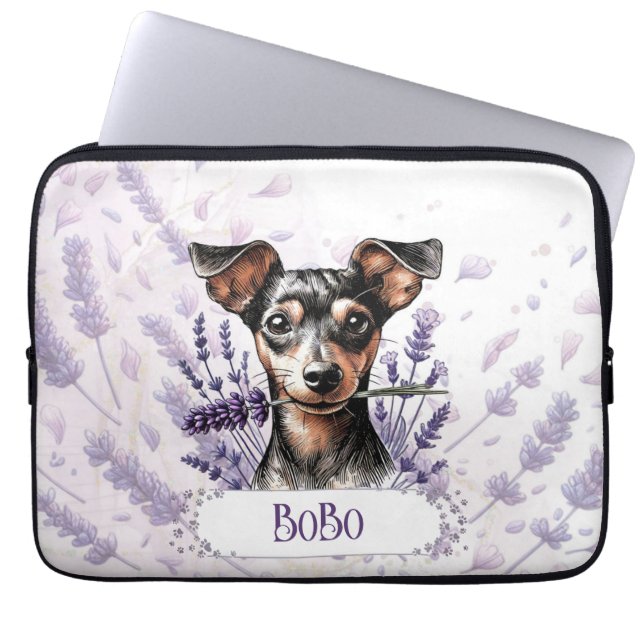 Personalized Pup – Min Pin Laptop Fodral (Framsidan)