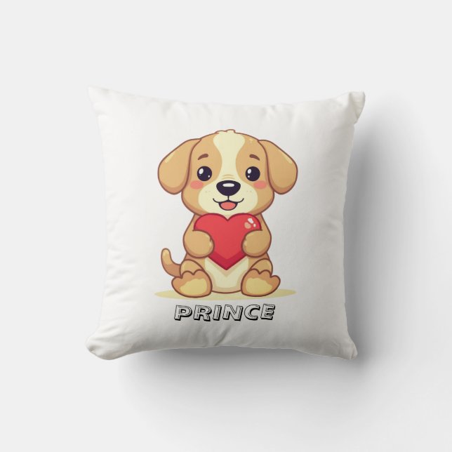 Personalized Puppy Valentine Throw Pillow Kudde (Framsida)