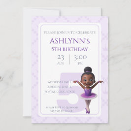 Personalized Purple Ballerina Ballet Birthday Inbjudningar
