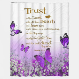 Personalized Purple Butterfly Proverbs 3:5-6 Relig Fleecefilt