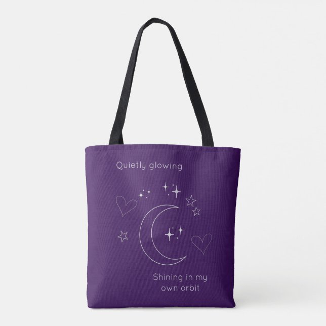 Personalized Purple Celestial Line Art Tote Bag Tygkasse (Baksida)