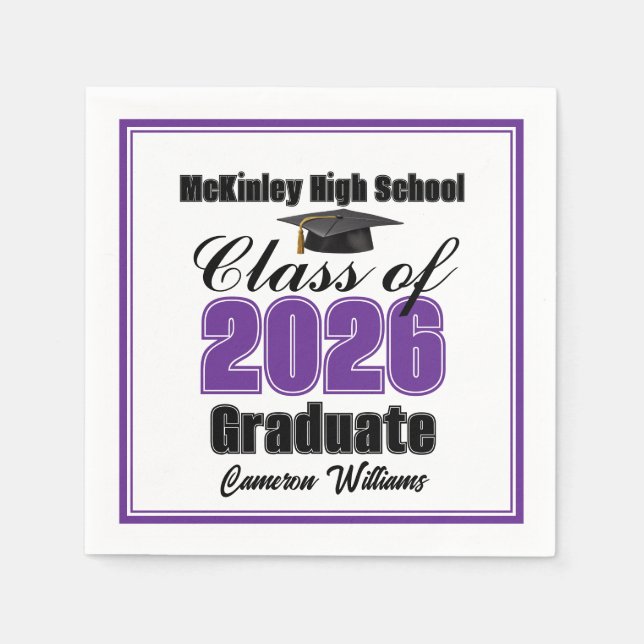 Personalized Purple Class of 2026 Graduation Party Pappersservett (Framsidan)