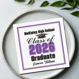 Personalized Purple Class of 2026 Graduation Party Pappersservett