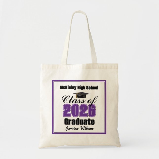 Personalized Purple Class of 2026 Graduation Party Tygkasse (Framsidan)