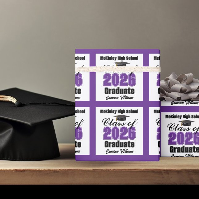 Personalized Purple Class of 2026 Graduation Presentpapper (Skapare uppladdad)