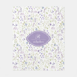 Personalized Purple Floral Monogram Fleecefilt
