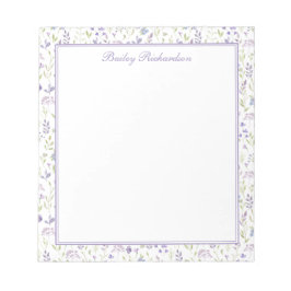 Personalized Purple Floral Notepad Anteckningsblock
