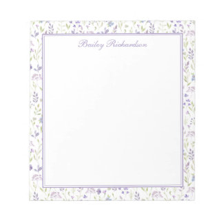 Personalized Purple Floral Notepad Anteckningsblock