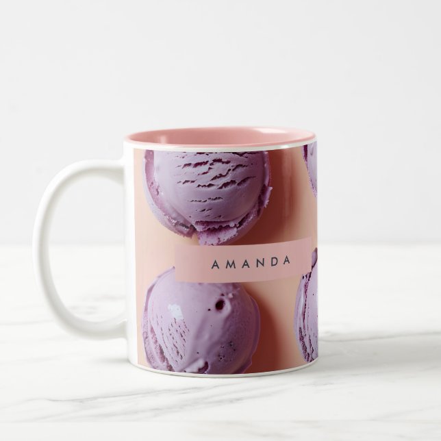 Personalized Purple Ice Cream Scoop  Två-Tonad Mugg (Vänster)