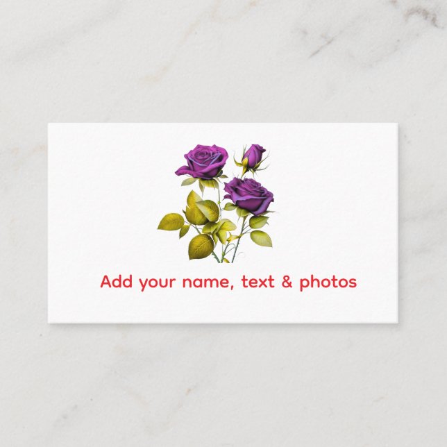 Personalized Purple Rose Business Card | Add Your Visitkort (Framsida)