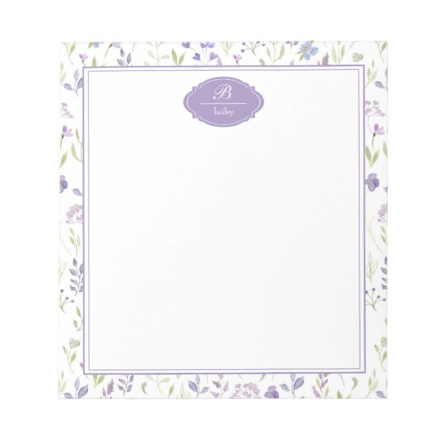Personalized Purple Wildflower Floral Anteckningsblock (Framsida)