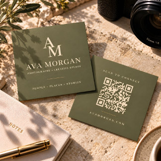 Personalized QR Code Modern Square Fyrkantigt Visitkort