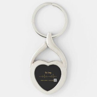Personalized QR Code Soundwave Keychain Twisted Heart Silverfärgad Nyckelring