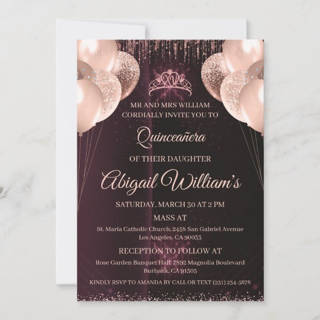 Personalized Quinceañera Invitation | Mis Quince A Inbjudningar (Framsida)