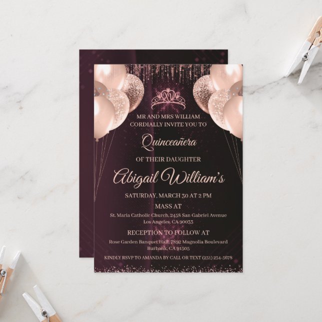 Personalized Quinceañera Invitation | Mis Quince A Inbjudningar (Fram/Back In Situ)