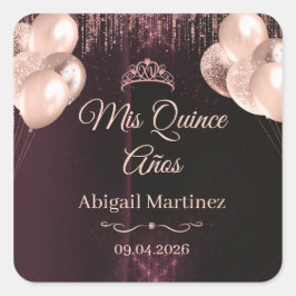 Personalized Quinceañera Square Stickers | labels Fyrkantigt Klistermärke