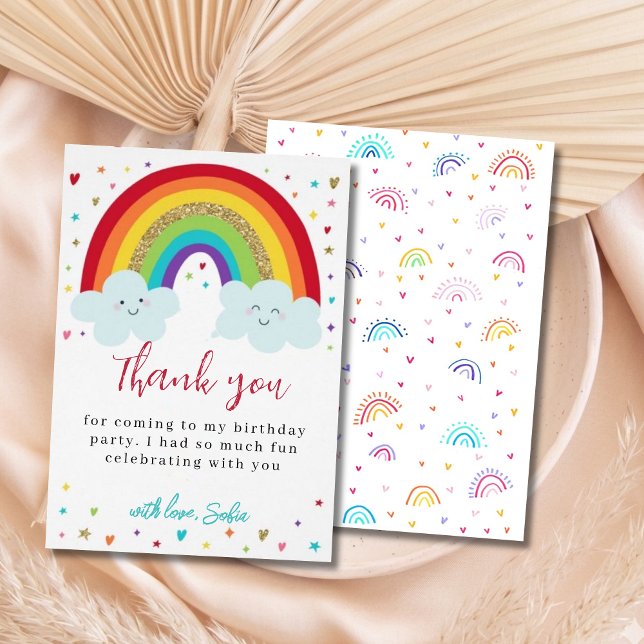 Personalized Rainbow Birthday Thank You Card Cute  Tack Kort (Skapare uppladdad)