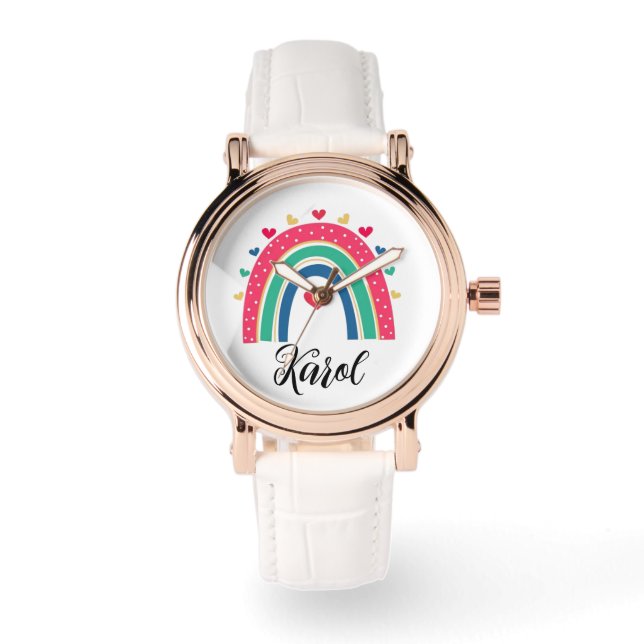 Personalized rainbow bracelet watch for mom. armbandsur (Framsida)