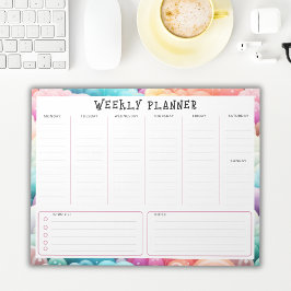 Personalized Rainbow Cloud Border, Weekly Planner Anteckningsblock