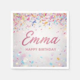 Personalized Rainbow Confetti Birthday Napkins Cus Pappersservett