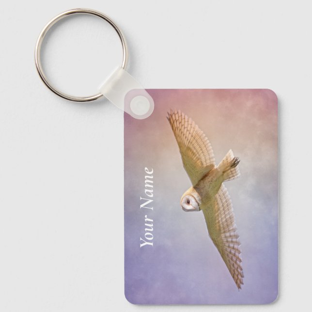 Personalized Rainbow Owl Keychain Nyckelring (Framsida)