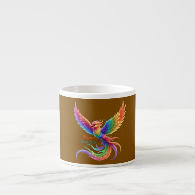 Personalized Rainbow Phoenix Name Birthdate Gift Espressomugg (Framsidan)