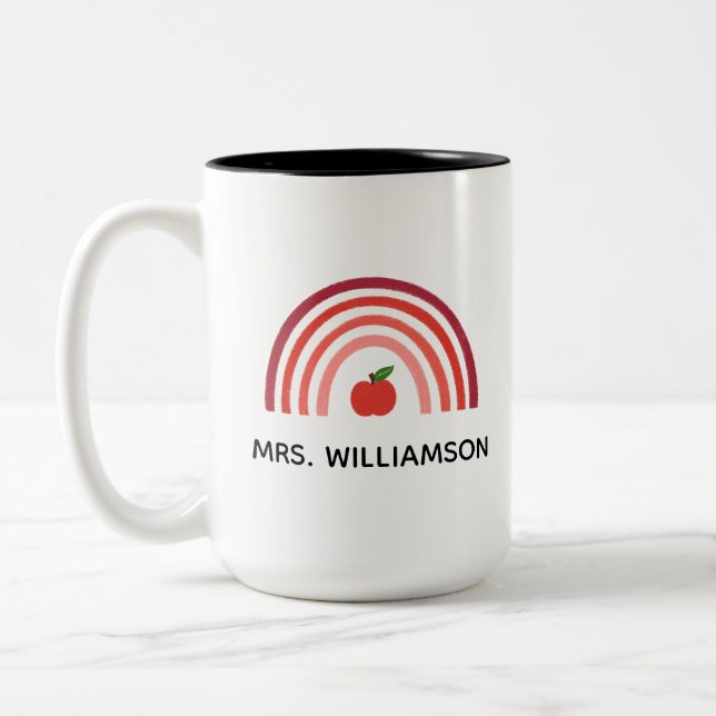 Personalized Rainbow Teacher Appreciation Mug Två-Tonad Mugg (Vänster)
