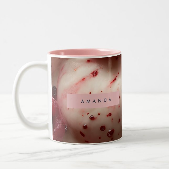 Personalized Raspberry Swirl Gelato Design Två-Tonad Mugg (Vänster)