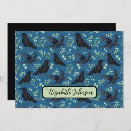Personalized Ravens Note Card in Blue Anteckningskort