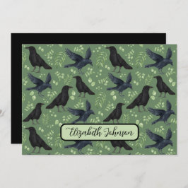 Personalized Ravens Note Card in Green Anteckningskort