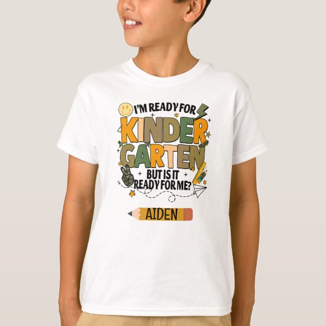 Personalized Ready For Kindergarten T-shirt (Framsida)