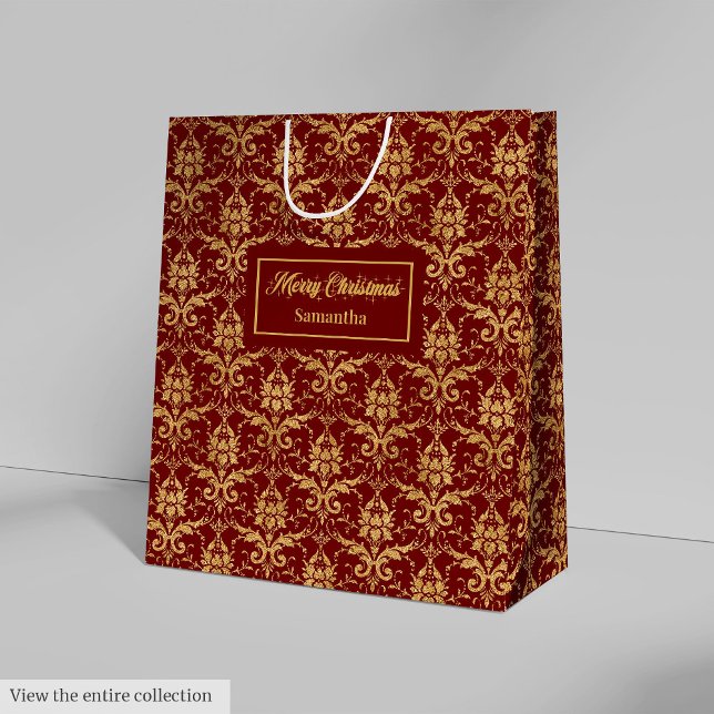 Personalized Red and Gold Christmas Gift Bag (Personalized Red and Gold Christmas Gift Bag)