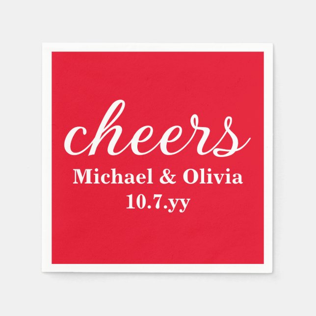 Personalized Red Bride Groom Wedding Bar Reception Pappersservett (Framsidan)