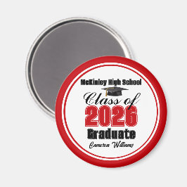 Personalized Red Class of 2026 Graduation Party Magnet