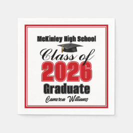Personalized Red Class of 2026 Graduation Party Pappersservett
