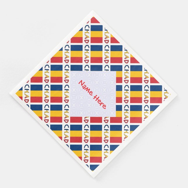 Personalized Red Name Chad Flag Tiled Pappersservett (Hörn)