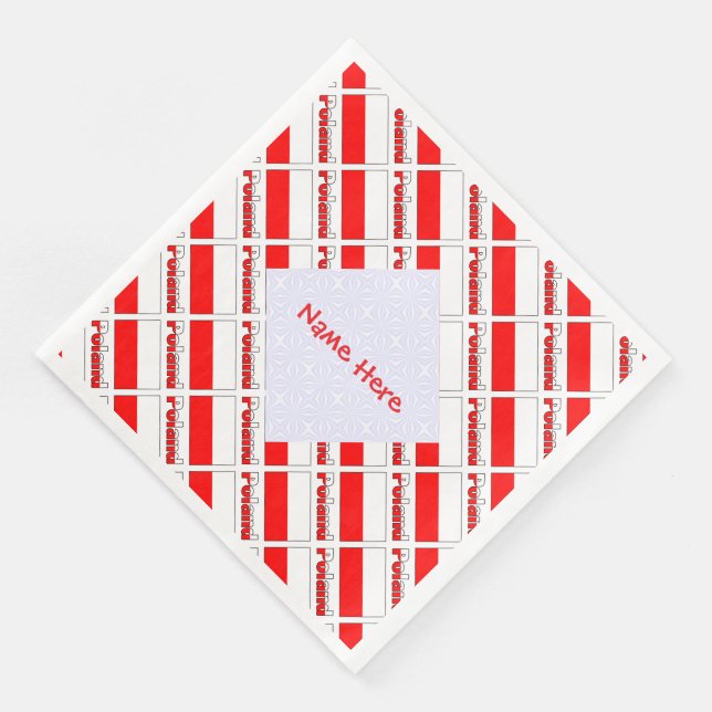 Personalized Red Name Poland Flag Tiled Pappersservett (Hörn)