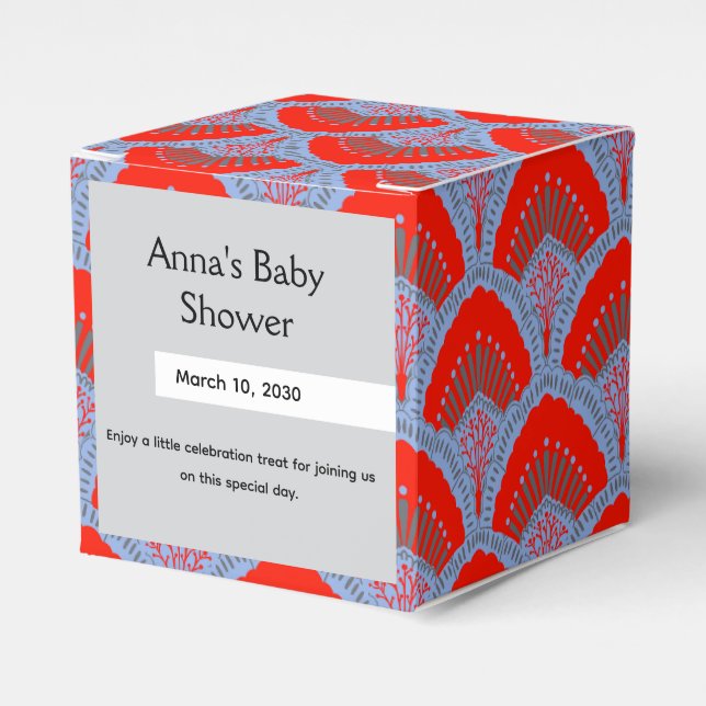 Personalized Red Peacock Feather Favor Box Presentaskar (Framsidan Sidan)