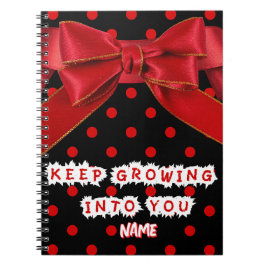 Personalized Red Polka Dot Motivational  Anteckningsbok