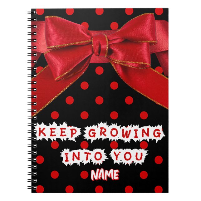 Personalized Red Polka Dot Motivational  Anteckningsbok (Framsidan)