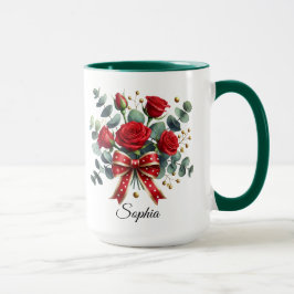Personalized Red Rose Name Mug Elegant Gift Mugg
