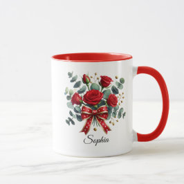 Personalized Red Rose Name Mug Gift Mugg