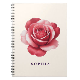 Personalized Red Rose Notebook Elegant Floral Anteckningsbok