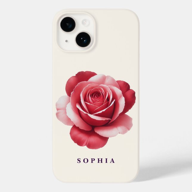 Personalized Red Rose Phone Case Elegant Romantic  (Baksida)