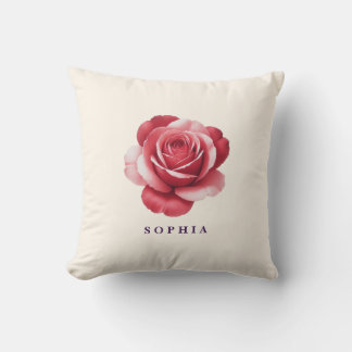 Personalized Red Rose Throw Pillow Elegant Kudde