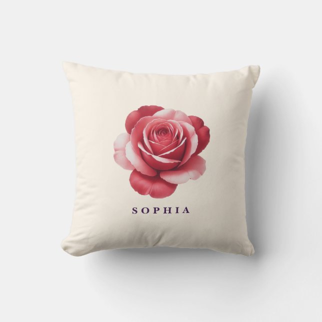 Personalized Red Rose Throw Pillow Elegant Kudde (Framsida)
