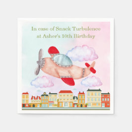 Personalized Red Watercolor Vintage Airplane Pappersservett