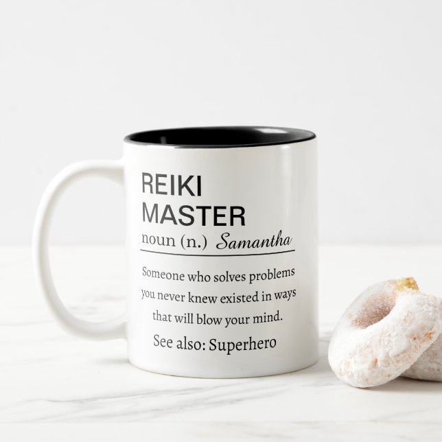 Personalized Reiki Master  Definition  Två-Tonad Mugg (Med munk)